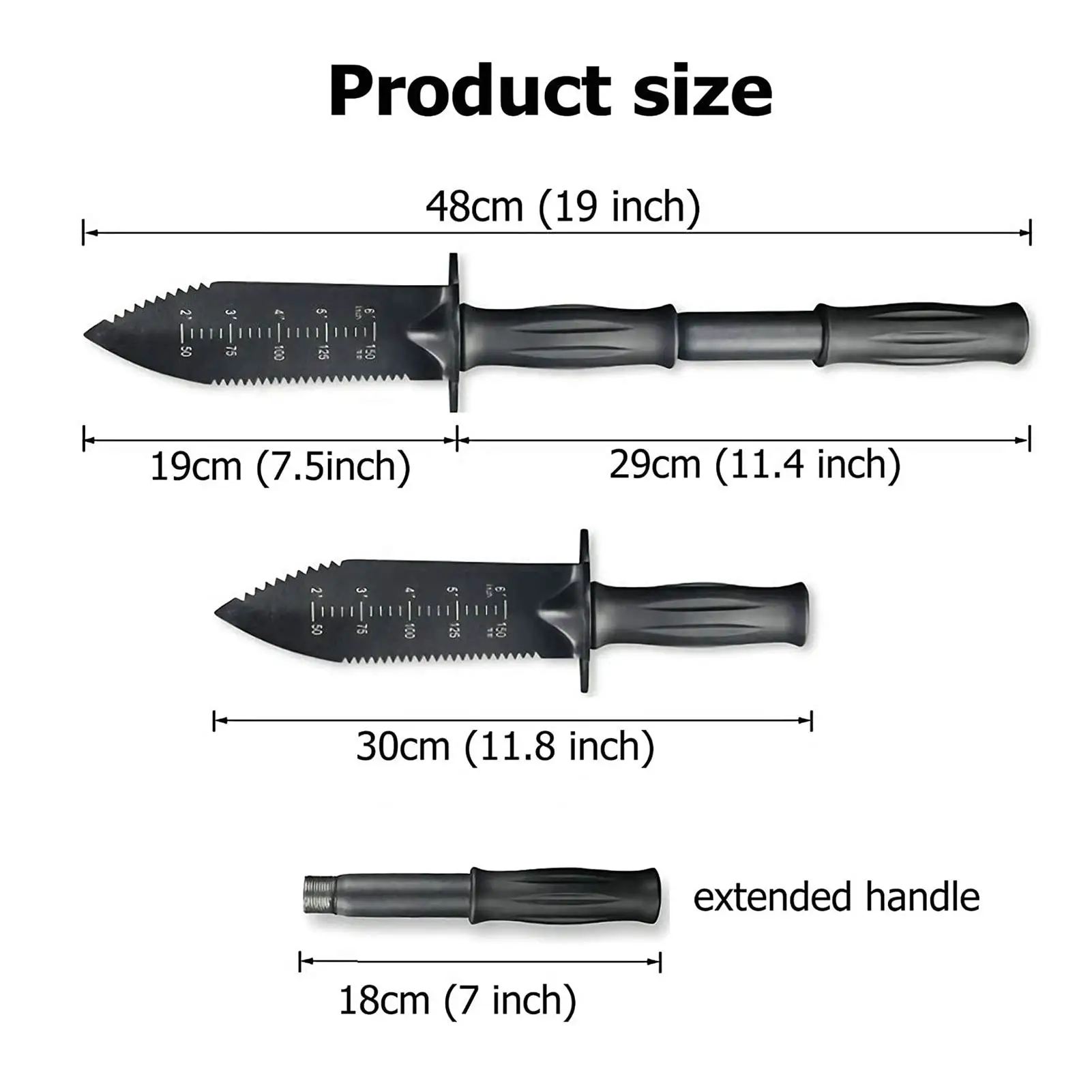 Metal Detector Digging Tool  Serrated Edge Digger With Sheath Stainless Steel Garden Shovel Knife Extended Handle Camping Supply