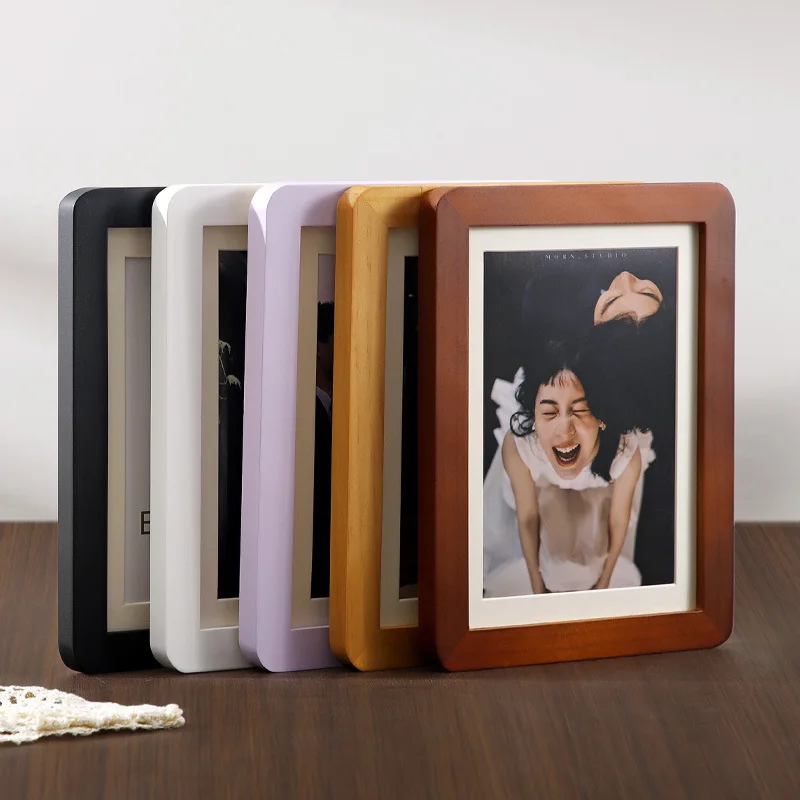 Creative round Corner  Wood Photo Frame Wall Hanging 6 Inch 7 Inch 8 Inch 10 Inch A4 Card Paper Tabletop Picture Frame