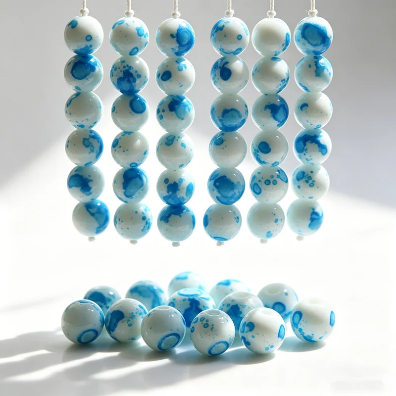 60pcs solid white blue 6mm Glass Crystal Beads DIY Jewelry Accessories Loose beads
