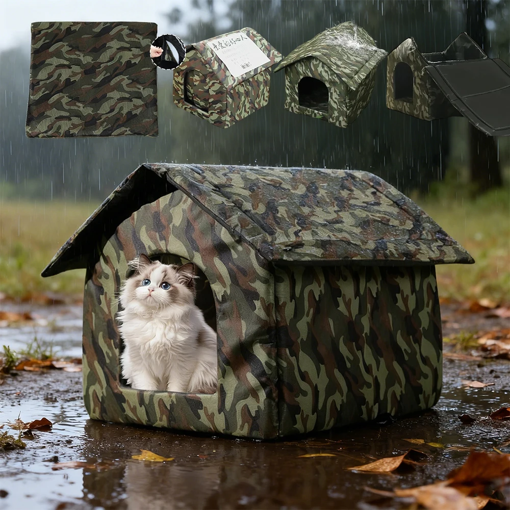 

Cat House Waterproof Pet Shelter Winter Warm Cats Cave Sleeping Beds Tent Foldable Washable for Stray Kitten Puppy Outdoor Use