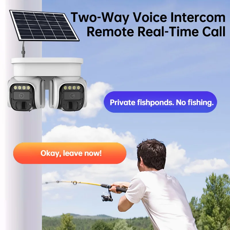 Rscamtom Solar Surveillance  360 Panoramic Surround View Human Detection Color Night Vision 4G Solar
