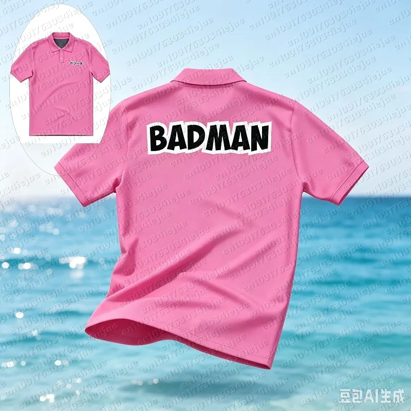 2026 Summer Kid Oversized Dragon Ball Cosplay Polo Shirt Vegeta BADMAN 3D Print Retro Streetwear Breathable Polyester Sports Top