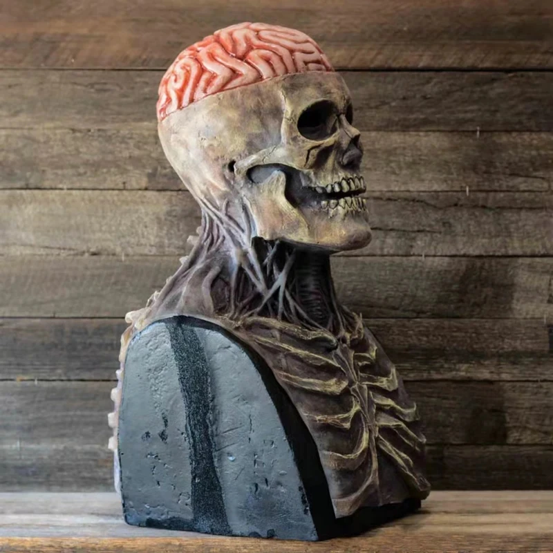 Máscara de Horror de Halloween de realidad 3D para hombres, cabeza completa, Calavera, esqueleto, látex, fiesta de carnaval, Cosplay, miedo, Casa Encantada, accesorios NPC