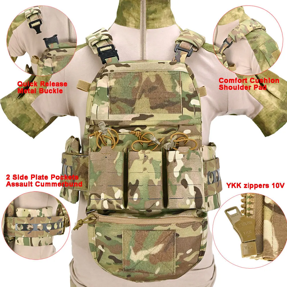 Airsoft v5 fcpc colete tático ferro estilo molle placa transportadora modular configuração sub gota saco hidratação água painel traseiro banger bolsa