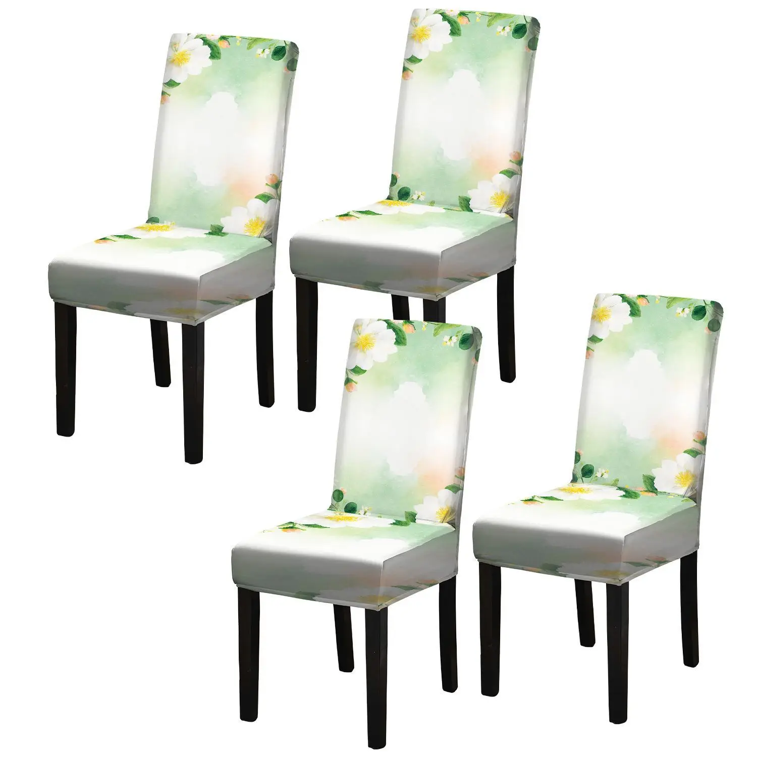 Elastic dining chair cover, blank text printing pattern, removable and washable household dining chair cover