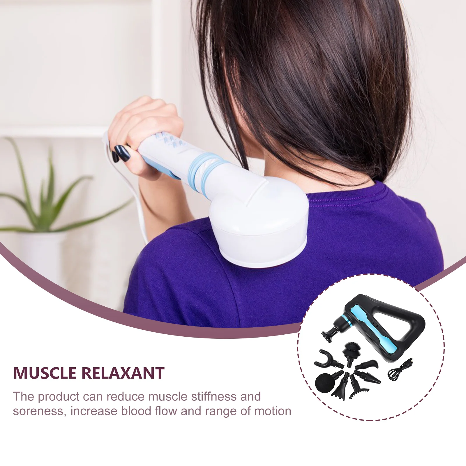 

1Set Fascia Massager Black High-Performance Percussion Muscle Relaxer with Pressure Feedback Smart Motor for Deep Tissue