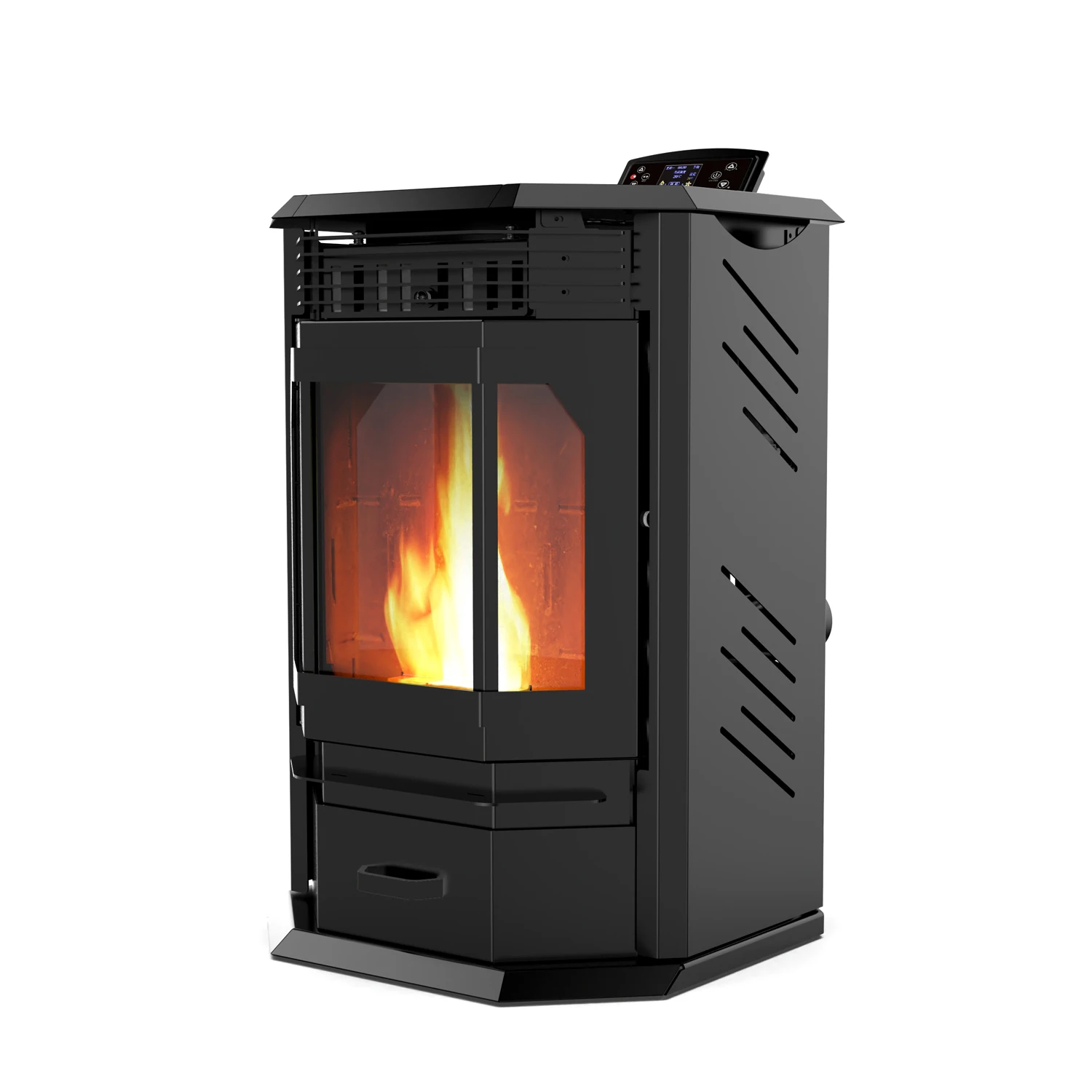 1076-sqft Heating Area 12KW Automatic Feeding Indoor Electric Smokefree WiFi Enabled  Pellet Stove Heater for Houses