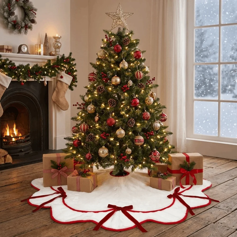 soft-velvet-christmas-tree-skirt-elegant-edge-plush-surface-furry-tree-skirt-rustic-style-delicate-trim-gold-lace-tree-skirt