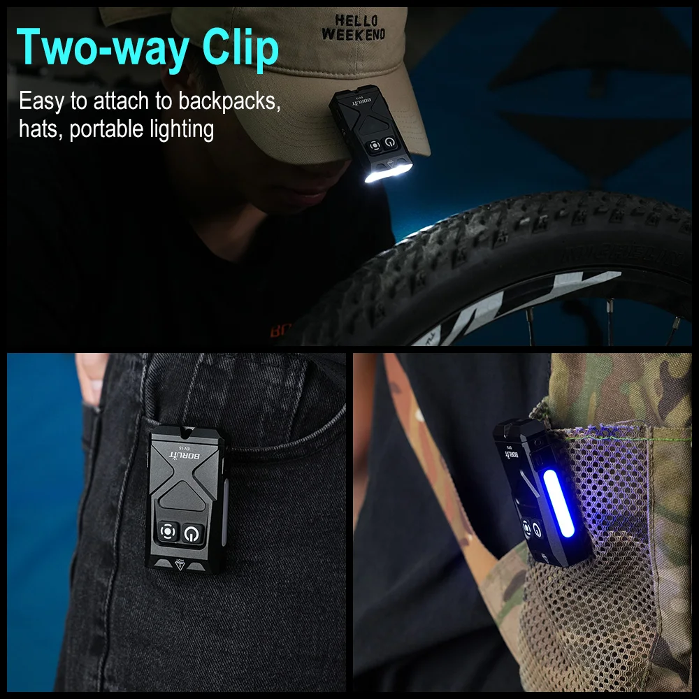 BORUiT EV15 EDC Keychain Flashlight 365nm UV Light Type-C Charging 1000LM Super Bright Mini LED Torch RGB Lamp Pocket Lantern - Image 6