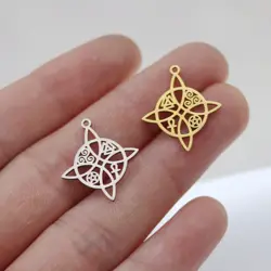3pcs Witch Knot Charms For Jewelry Making DIY Bracelets Stainless Steel Valknut Triskelion Ankh Cross Pentacle Amulet Pendant