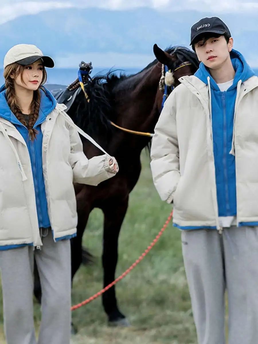 

Мужская зимняя утепленная хлопковая куртка свободного кроя, однотонная, с капюшоном, имитация двухслойной одежды, длинная, на молнии