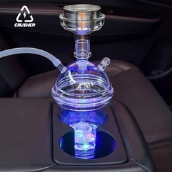 CRUSHER Cute Car Acrylic Hookah Smoking Cup with LED Light Metal Tobacco Bowl Water Pipe Narguile Complete Portable Party Shisha