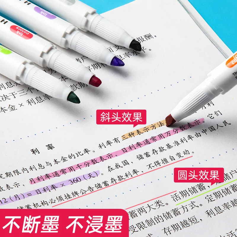 10pcs Pale Colors Dual-Tip Highlighters,Fluorescence Marking Pen for Emphasizing Key Points Double Point Makers Pen