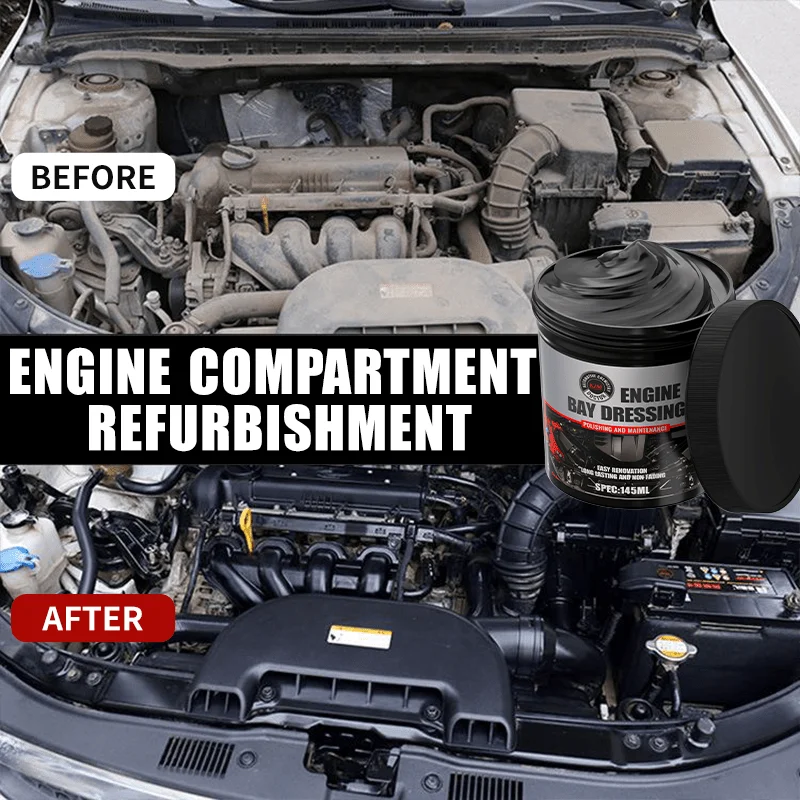 Automotive engine compartment wax automotive engine compartment refurbishment polishing, plastic and leather restoration care