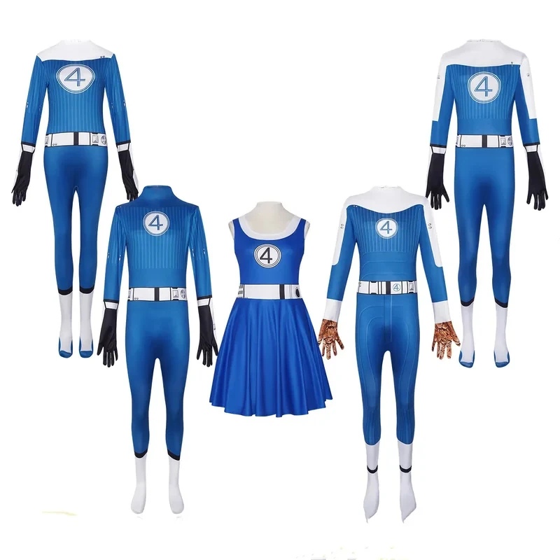 Costume de cosplay Fantastique Quatuor : Combinaison de Reed Richards, Halloween, Super-héros, Zentai Bleu Invisible