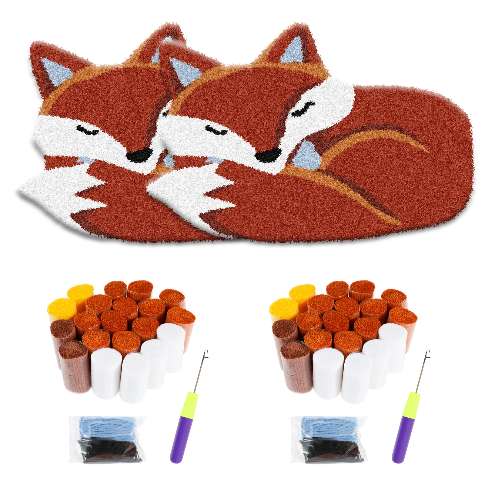 Kit de Materiales para Alfombra de Crochet, Kit de Gancho de Bucle para Hacer Alfombras con Patrones de Animales, Materiales Hechos a Mano para Niños, Adultos y Principiantes