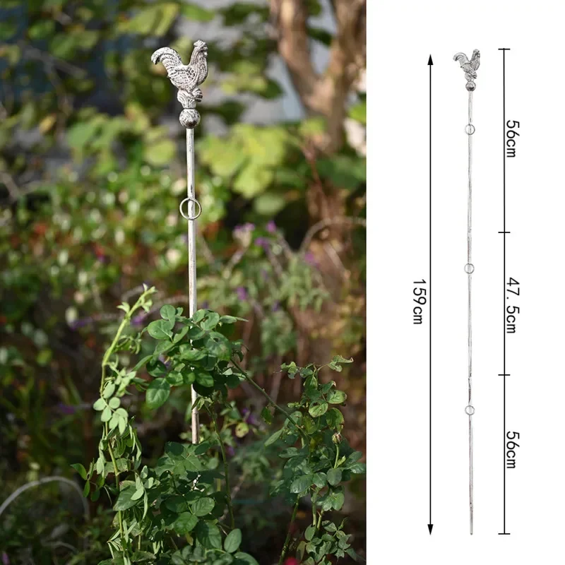 

Ins Climbing Vine Holder Cast Iron Rooster Plant Support Old Crafts Ground Insertion Rose Stand Garden Upright Decor Ornaments