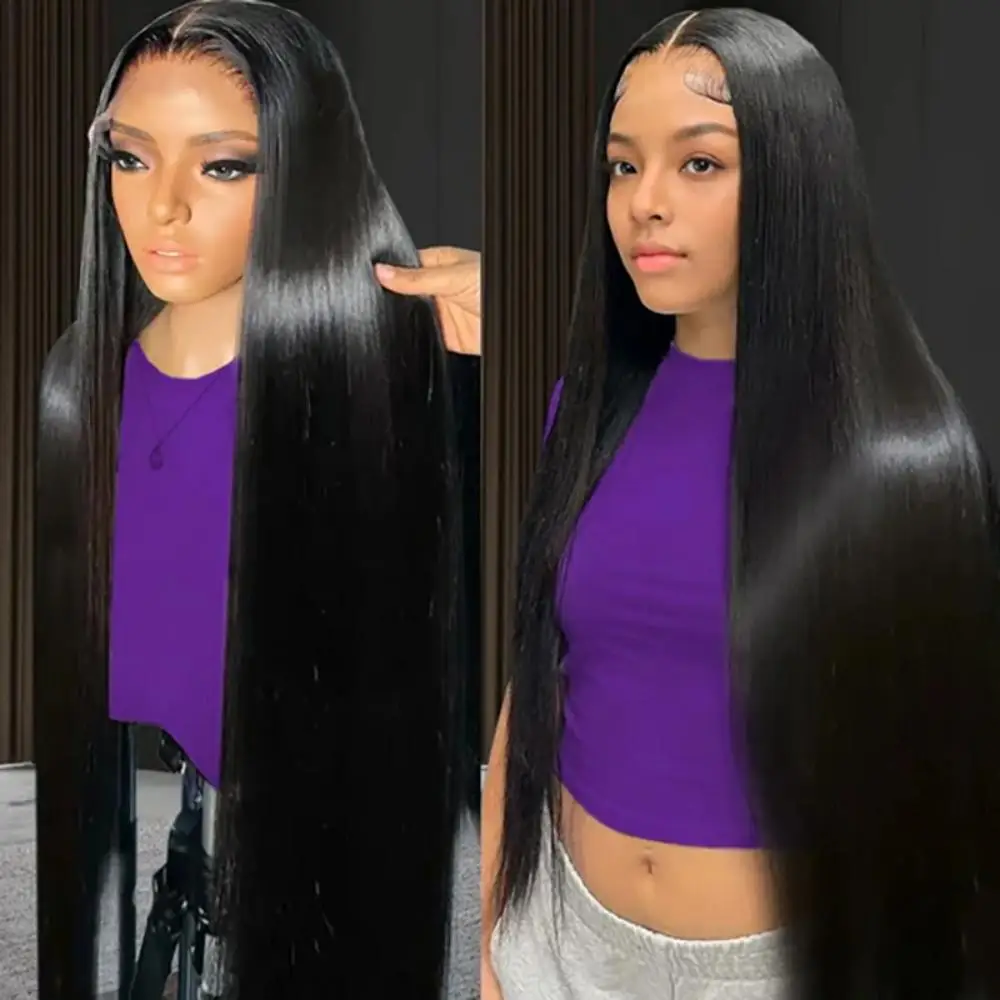 

40 Inch Bone Straight 13x6 Hd Transparent Lace Frontal Wigs Human Hair 100% 13x4 Lace Front Wig 5x5 Glueless Wigs For Women