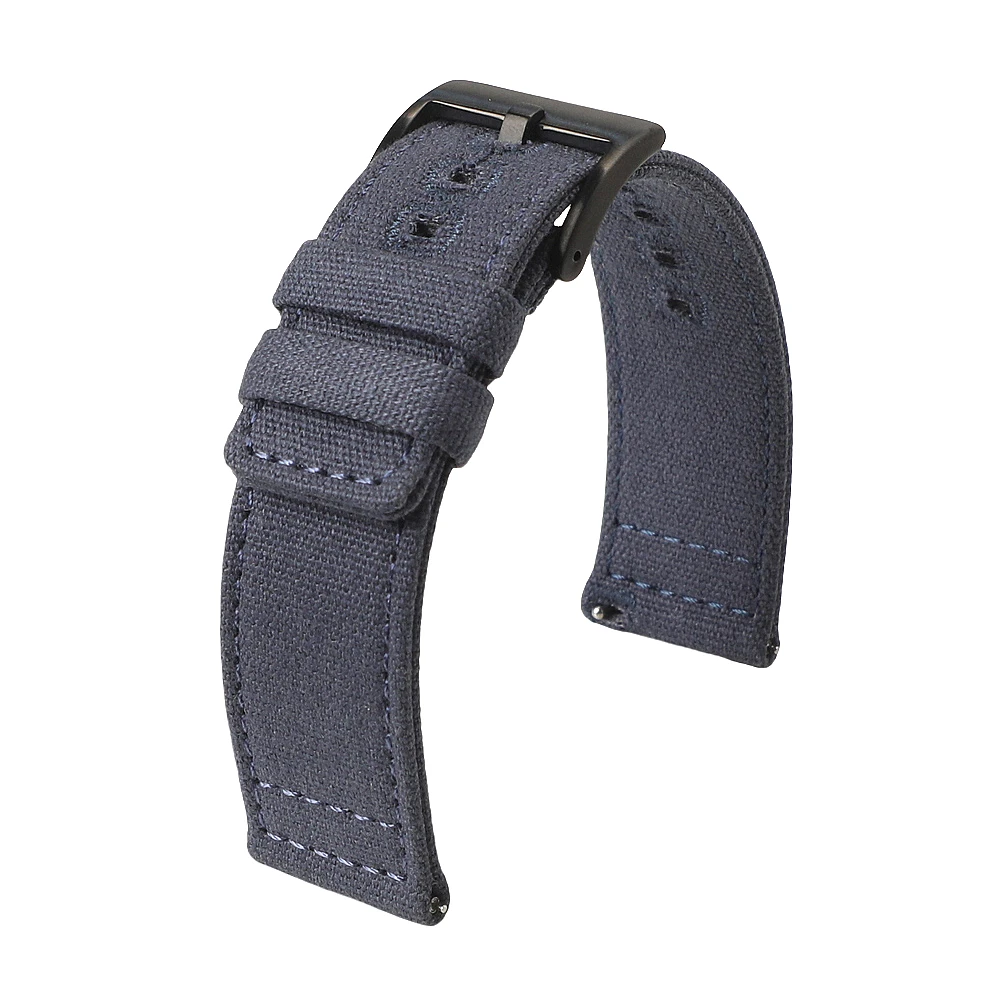 Snelspanner Nylon Canvas Horlogeband 18mm 19mm 20mm 22mm Armband Geborstelde Gesp Horlogebanden Voor Smartwatch Accessoires