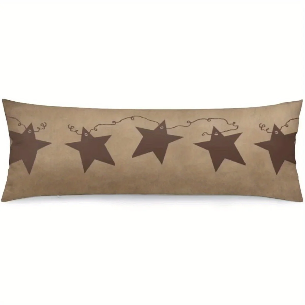Rustic Farmhouse Body Pillow Cover - Throw Pillow Covers with Vintage Primitive Country Style, Rusty Texas Star Design
