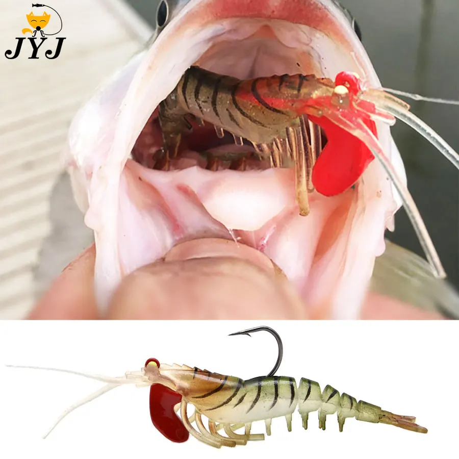 JYJ-Señuelos blandos para pesca en el mar, cebo suave con gambas luminosas, perca, 7g, 12g, 18g, lubina, cebo para lubina