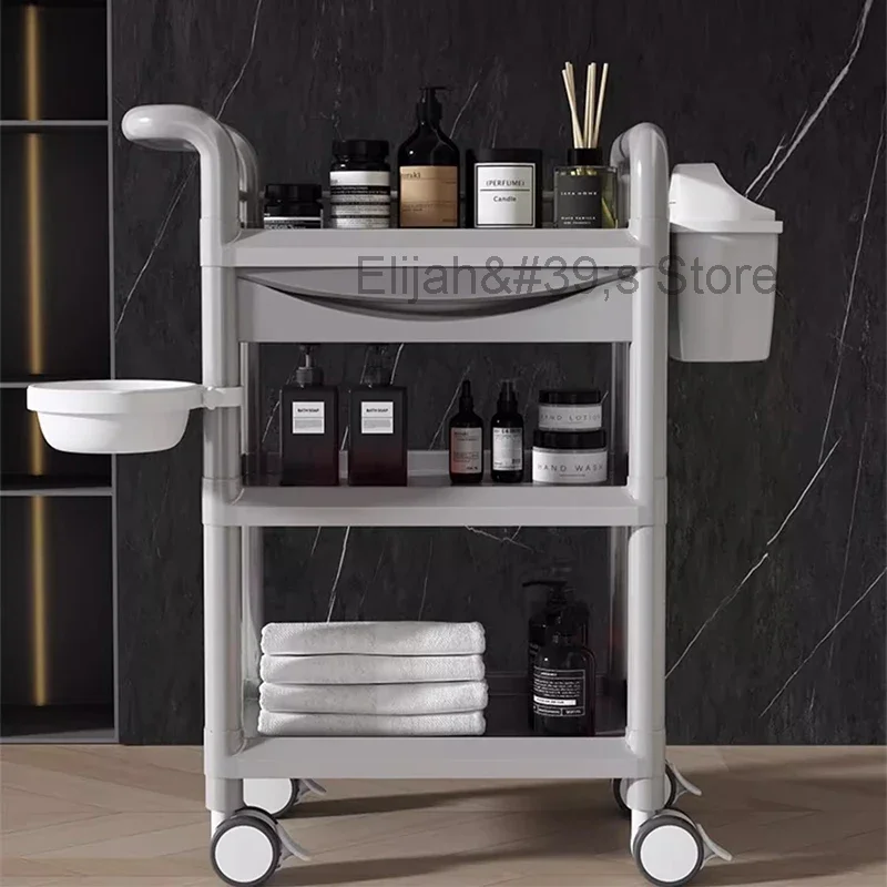 Ferramenta de maquiagem e salão carrinho cosmético, Armazenamento Rolling Trolley, Luxo médico Carrito Auxiliar Salon Furniture, BL50SF