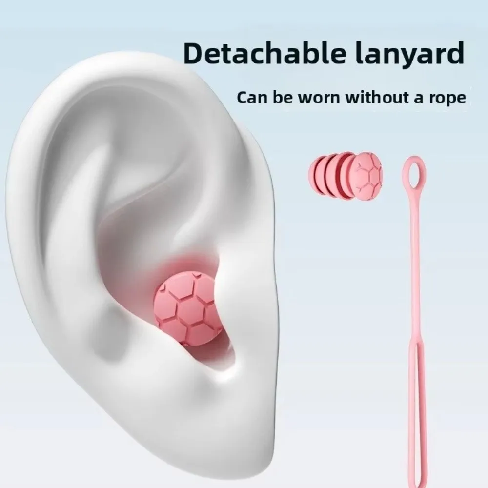 3 Layer Swimming Earplugs Lanyard Soft Silicone Noise Reduction Earplugs Reusable Ergonomic Design Sound Insulation Earplugs