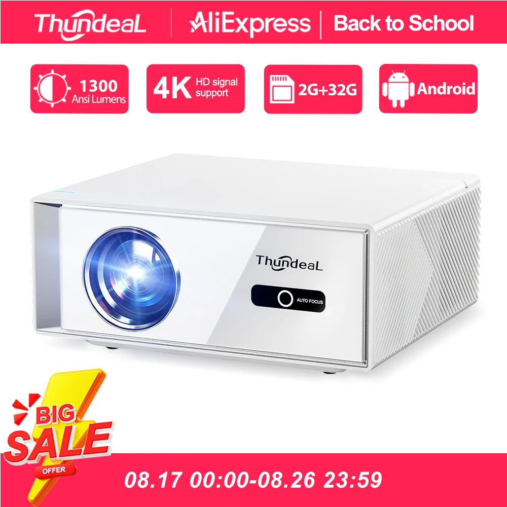 ThundeaL TD95W Tragbarer Projektor Full HD 1080P Heimkino 2G 32G Android WiFi Mini 3D 2K 4K Video Film-Projektor