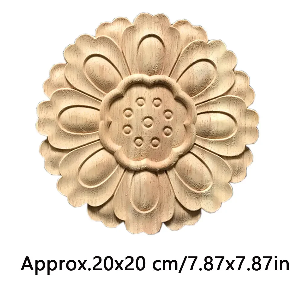 2pcs Carved Unpainted Decor Retro Floral Wooden Furniture Corner Cabinet Wood Decal Wood Applique Onlay Wood Craft Accessories