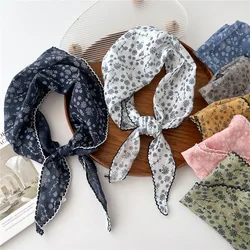 Print Flower Neck Scarf Shawl Summer Triangle Hair Head Wrap Headband Handkerchief Hair Ties Bandanas Hair Ribbon For Women