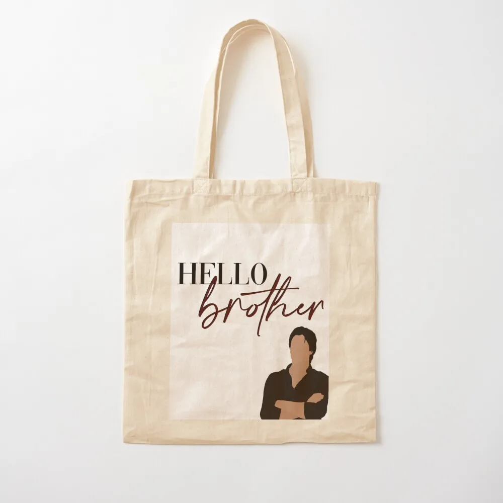 Hello Brother Damon Salvatore Vampire Diaries Tote Bag tote bag women shopper bag women Eco Canvas Tote