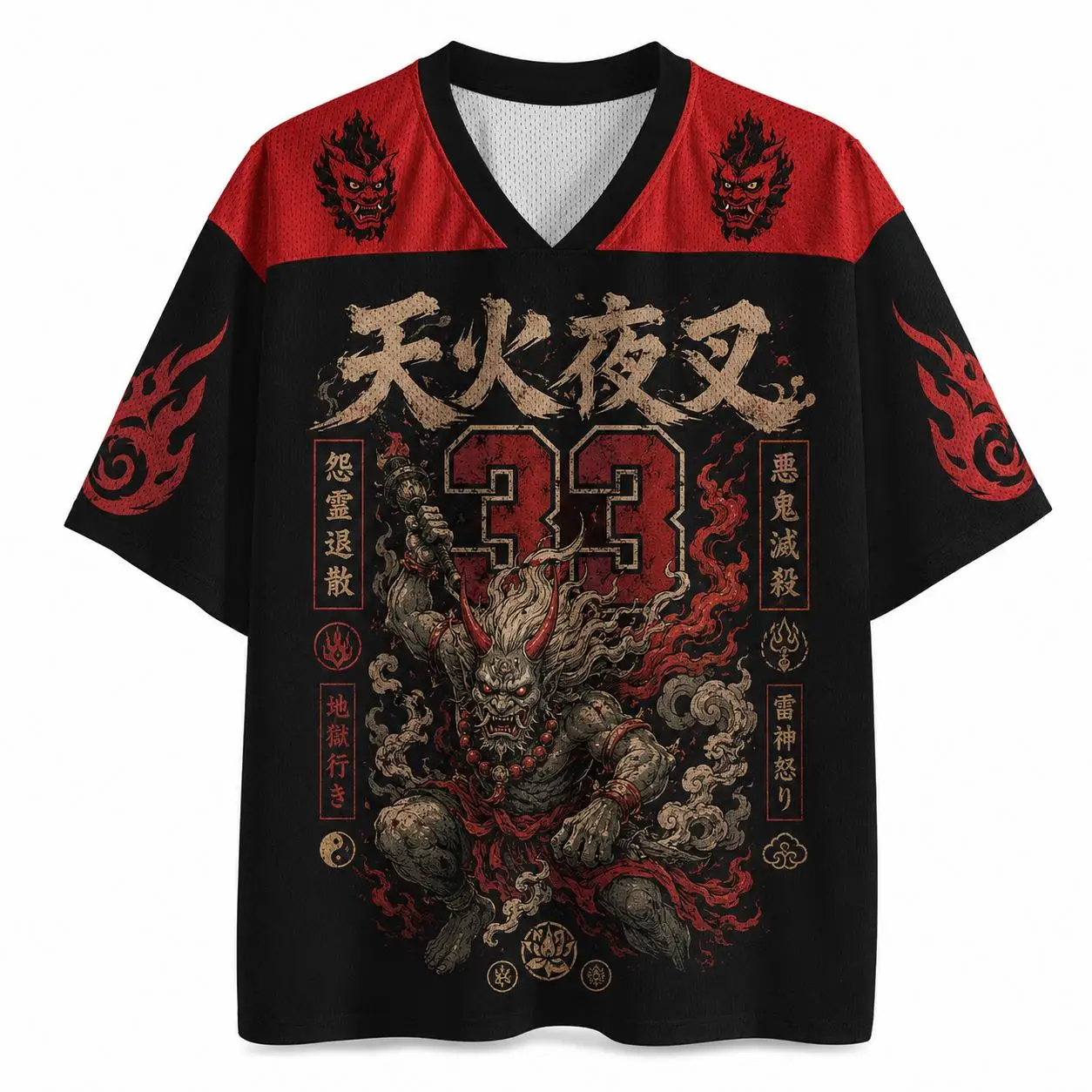 2026 Summer Fashion New Style Trendy Japanese Evil Ghost Appears 3D Printed Outdoor Leisure Fitness Style V-neck T-shirt Large