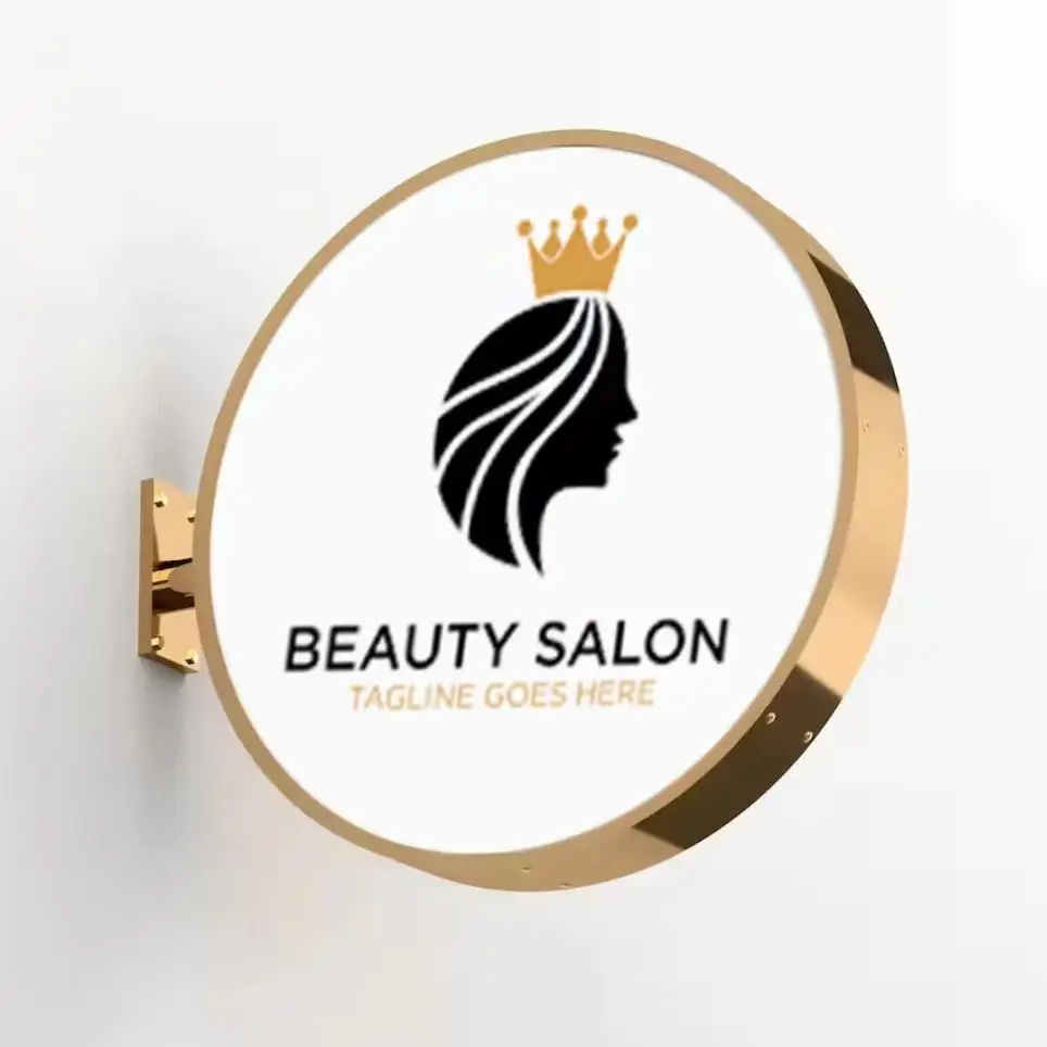 Light Box Sign Beauty Salon SignBoard pubblicità Display Lights Sign Round Waterproof Salon Logo Light Box Advertising