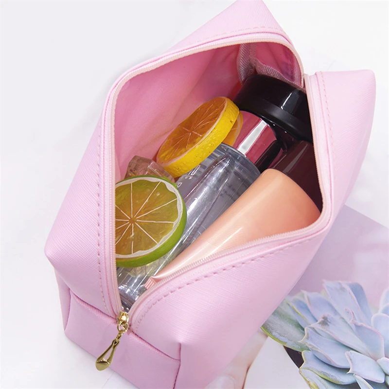 Borsa per il trucco da donna Borse per cosmetici portatili in pelle PU di grande capacità per borsa da viaggio portatile impermeabile da donna