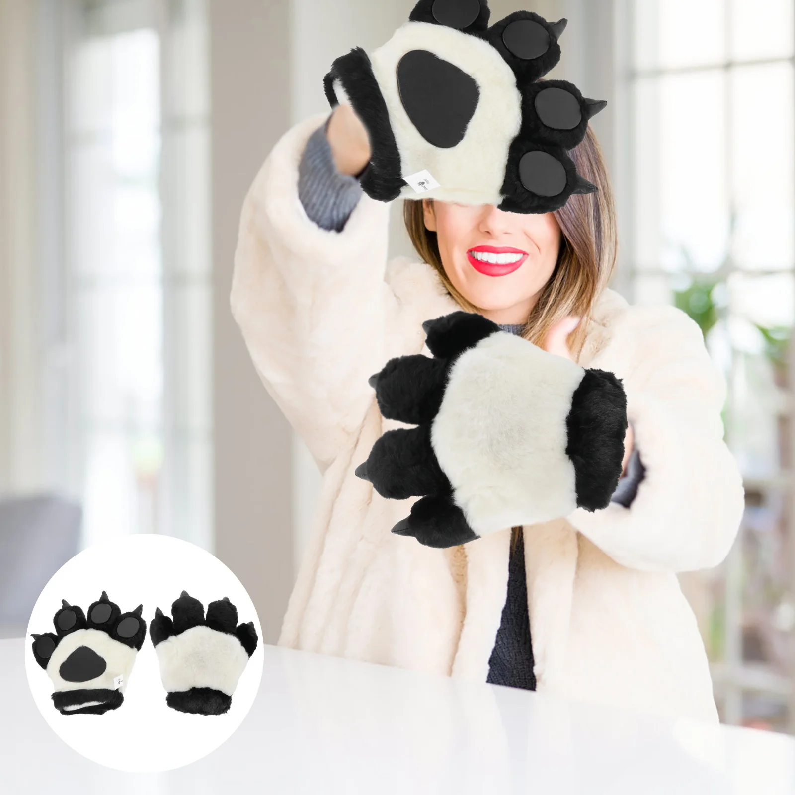 

2Pcs Bear Claw Gloves Adorable Animal Palm Design Comfortable Warm Gloves for Masquerade Stage Performance Cosplay Party Photo