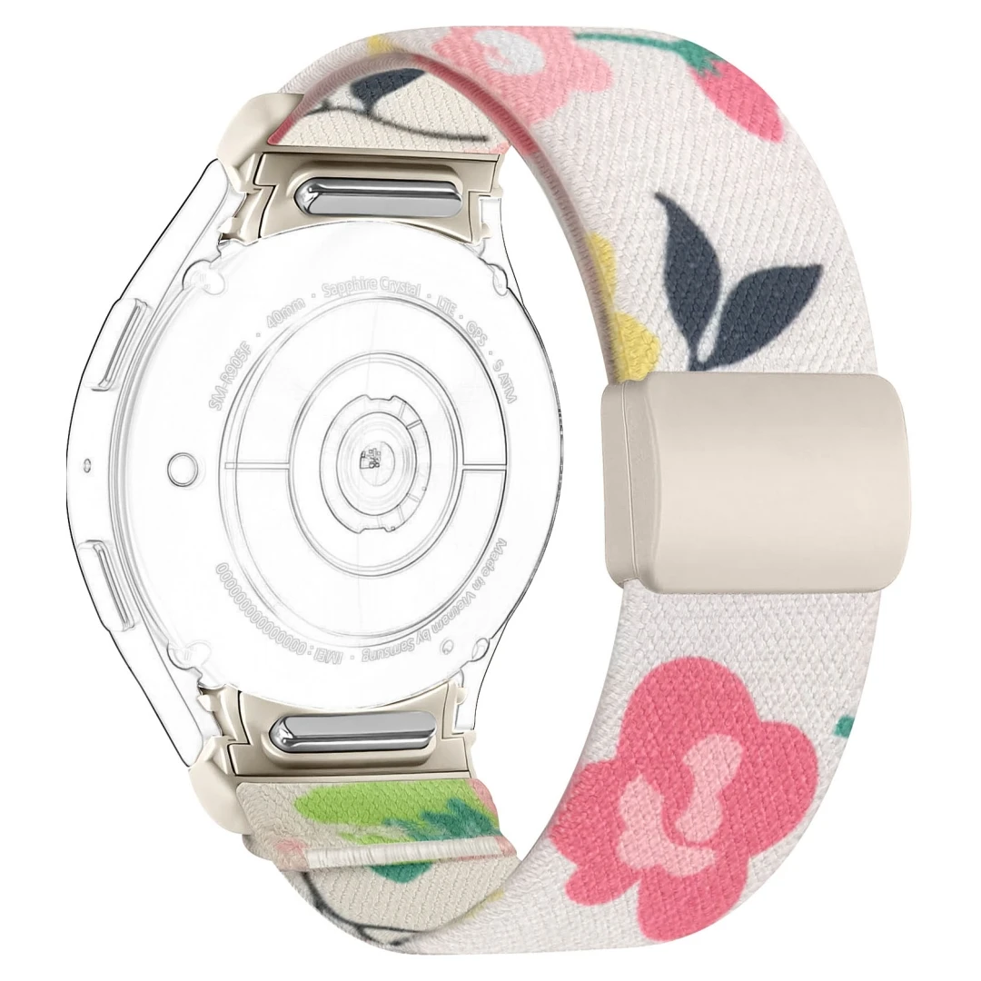 Dehnbares Armband – kompatibel mit Samsung Galaxy Watch 7/6/5/4 FE & Pro, bedrucktes Nylonarmband für 40/44/46/47 mm