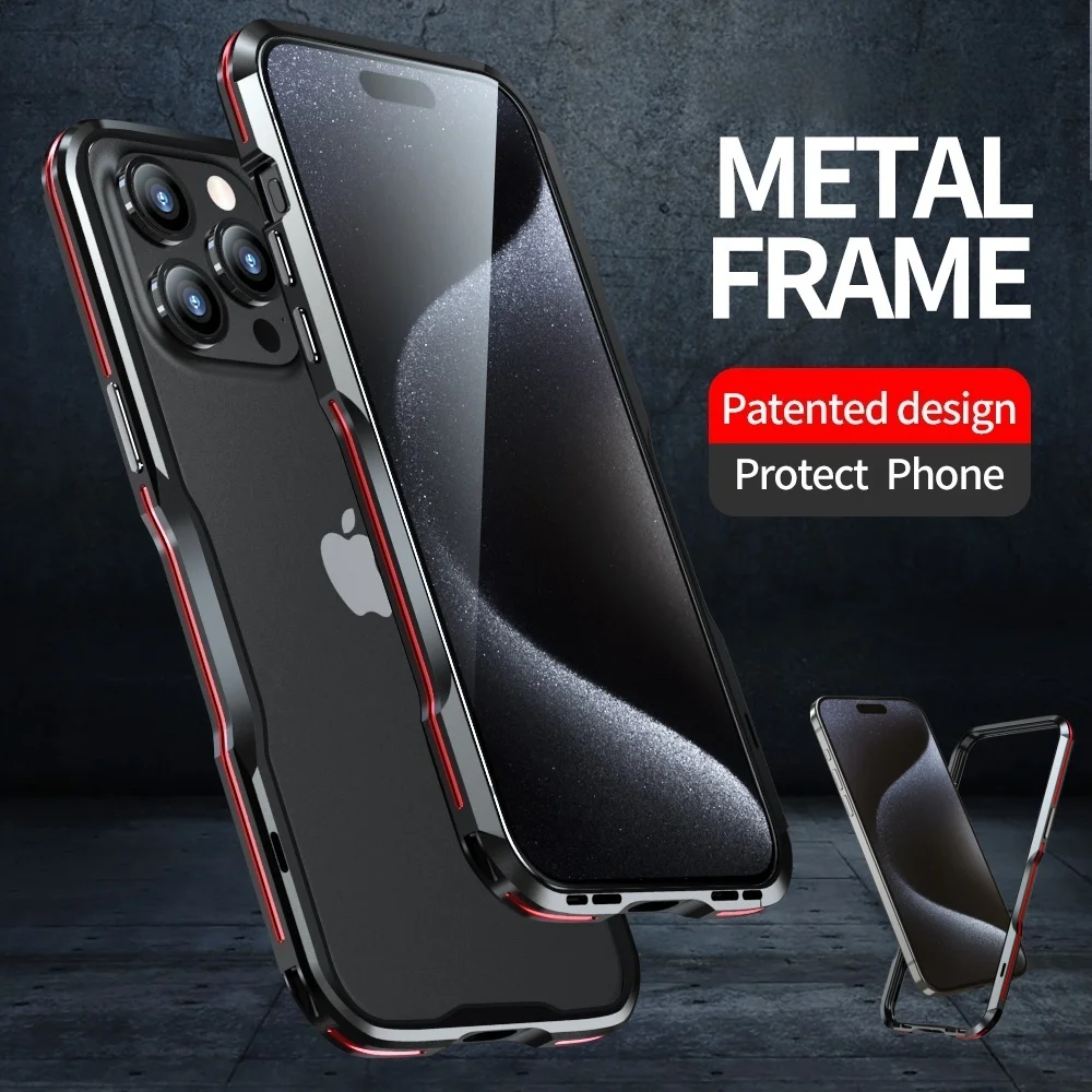 

Aluminum Armor Bumper frame Phone Case For Iphone 16 Plus 15 14 13 Pro Max 16E 17E Irregular Metal Cutting edge protection Cover