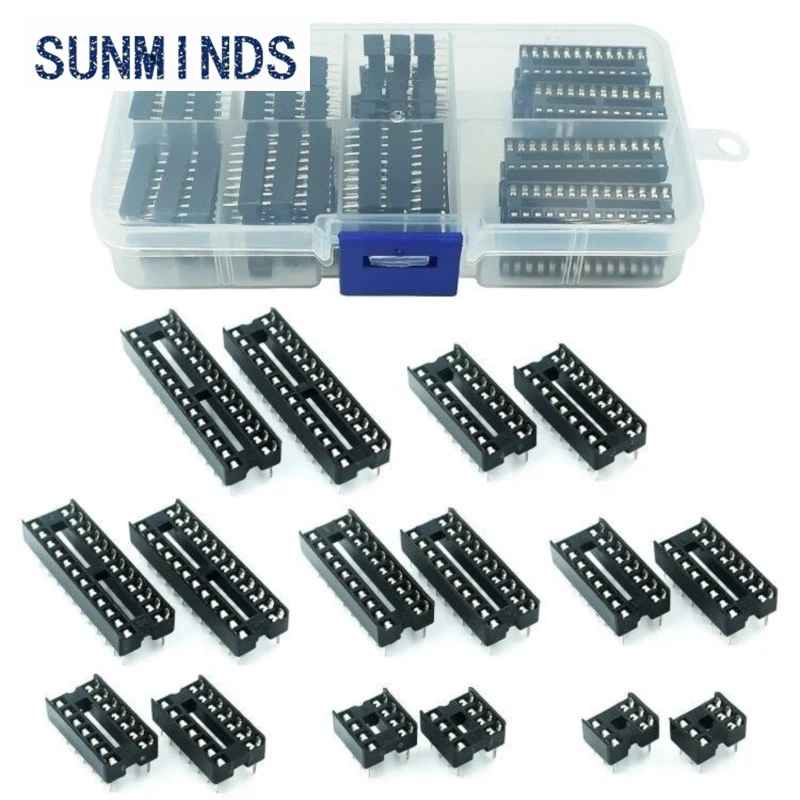 66PCS/Lot DIP IC Sockets Adaptor Solder Type Socket Kit 6,8,14,16,18,20,24,28 pins New