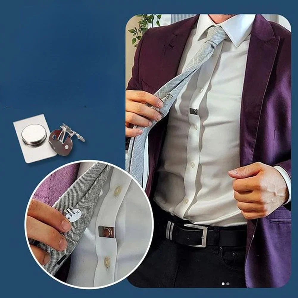 Magnetic Invisible Tie Clip Automatic Fixing Buckle Anti-wrinkle Anti-swing Tie Holder Clips For Men Necktie Collar Hidden Clasp