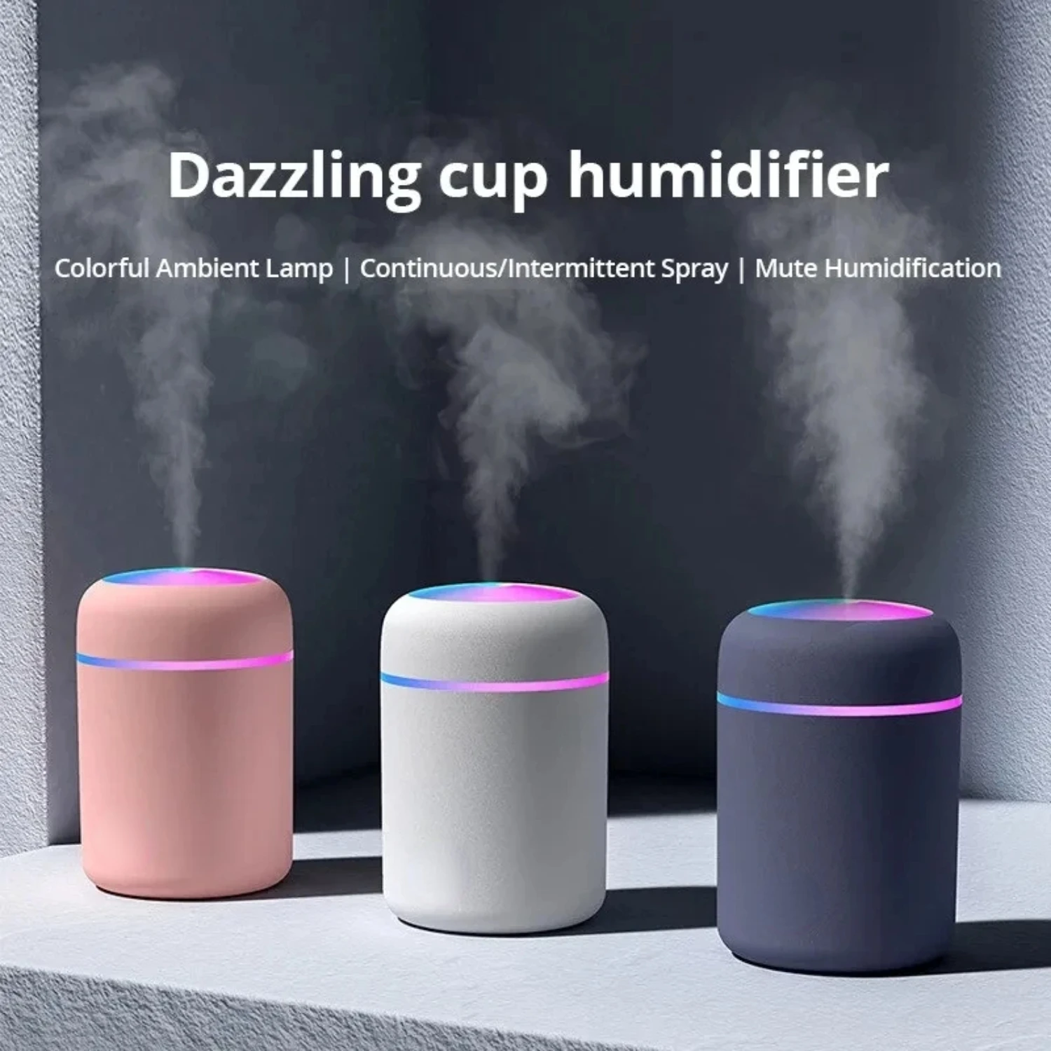 

New Compact Portable 300ml Ultrasonic Cup Humidifier with Color-Changing Light - Ideal USB Powered Cool Mist Maker & Air Purifie