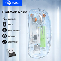 Transparent Mouse 2.4G Wireless Mouse Dual Mode Bluetooth Mouse 1600DPI Office Silent Mice 500mAh Rechargeable For PC Laptop