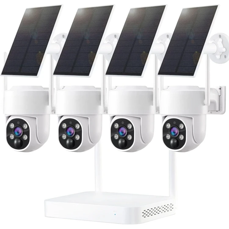 Solar Security Cameras Wireless Outdoor System | 4pcs 2K Ultr HD Pan Tilt Home Solar Security Camera with Human Detection