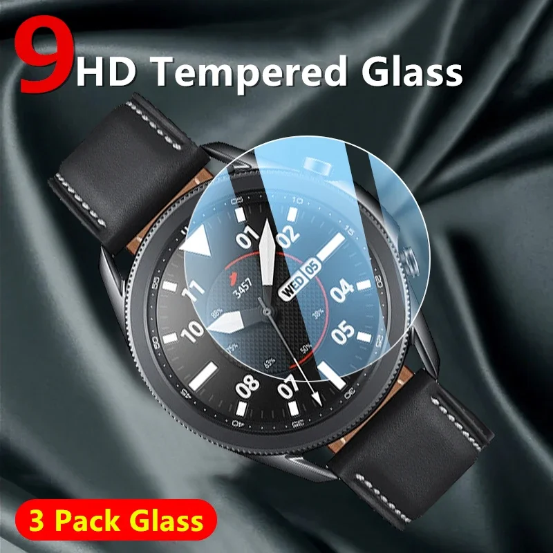 3er-Pack gehärtetes Glas für Samsung Galaxy Watch 3 45 mm 41 mm Galaxy Watch 4 klassischer Displayschutz, kratzfest, blasenfrei