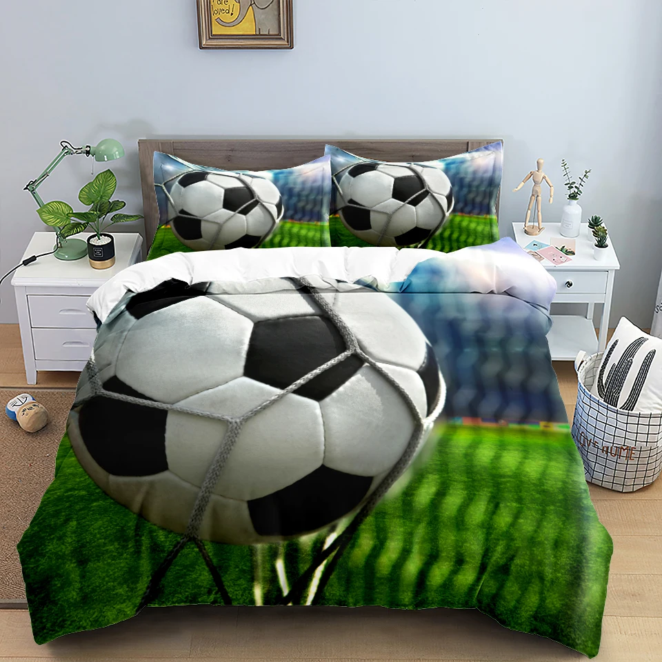 Jogo de cama futebol 3d criança capa edredão único duplo esportes menino casa têxtil consolador nordic capas para cama rei cheio
