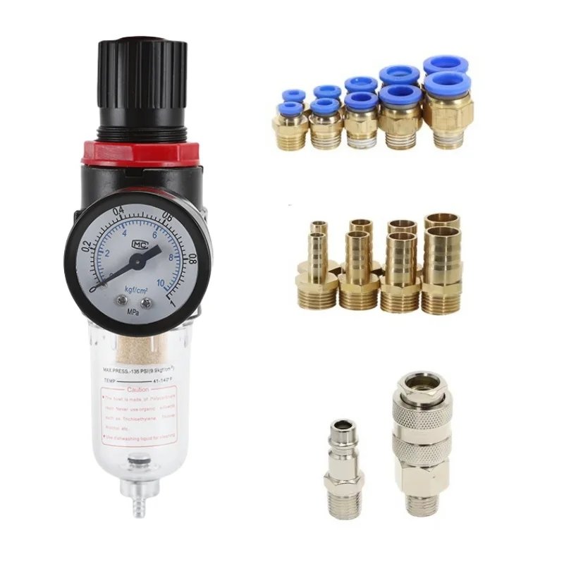 AFR2000 G1/4 Pneumatic Air Filter Regulator With Pressure Gauge/Flow Control Valve/Air Compressor Drain/ Speed Controller