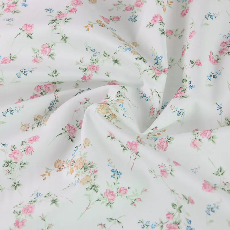 romance pink rose florals pringting small flowers Liberty London lawn print custom cotton fabric printing fabric for dress