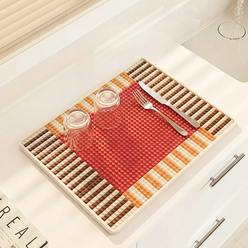 

Drain Non-slip and Anti-scalding Soft Rubber Heat Insulation Home Kitchen Countertop Restaurant Decorative Mat