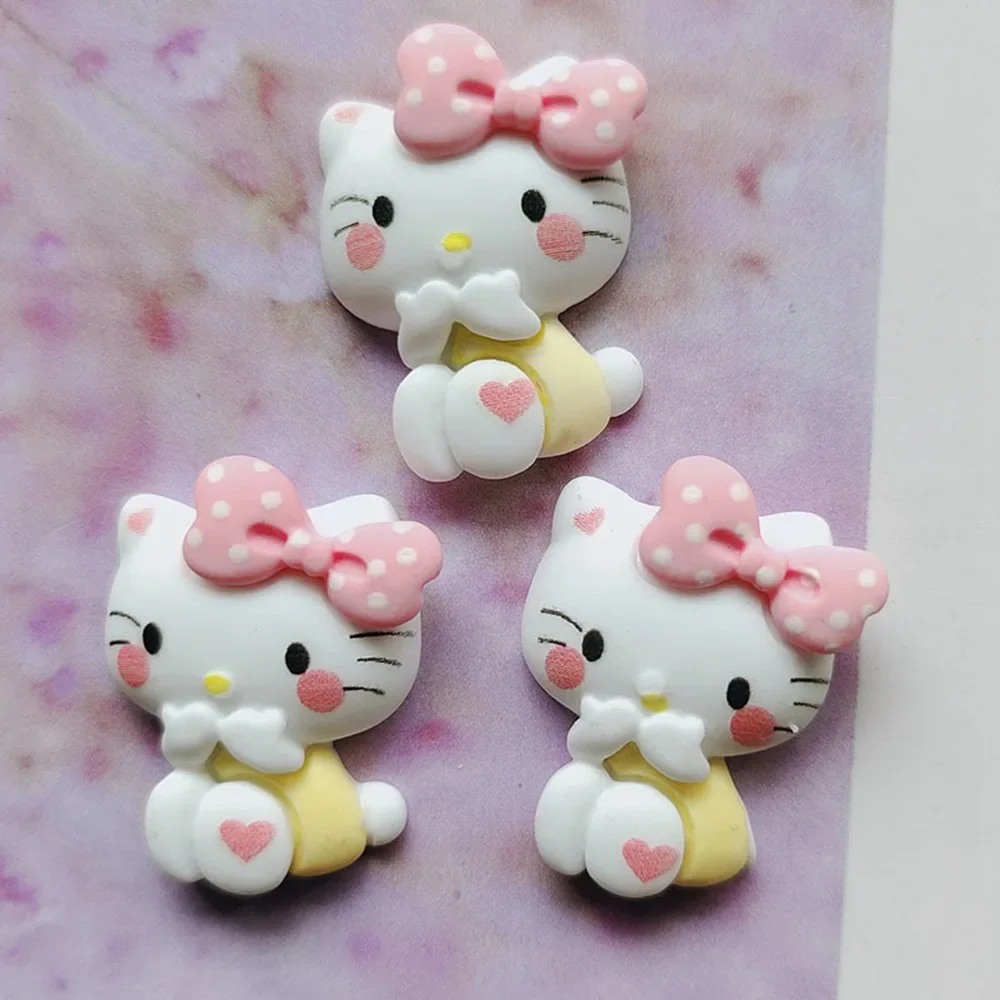 Resin Colorful Kawaii bow cat Flat back Stone Cartoon Figurines 10PCS Scrapbook DIY Bow Decor Accessories Crafts - Image 6