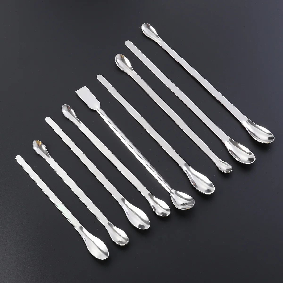 9 in Mixing Scoop Stainless Steel Miniature Spoon Laboratory Silver Sampling Spatula