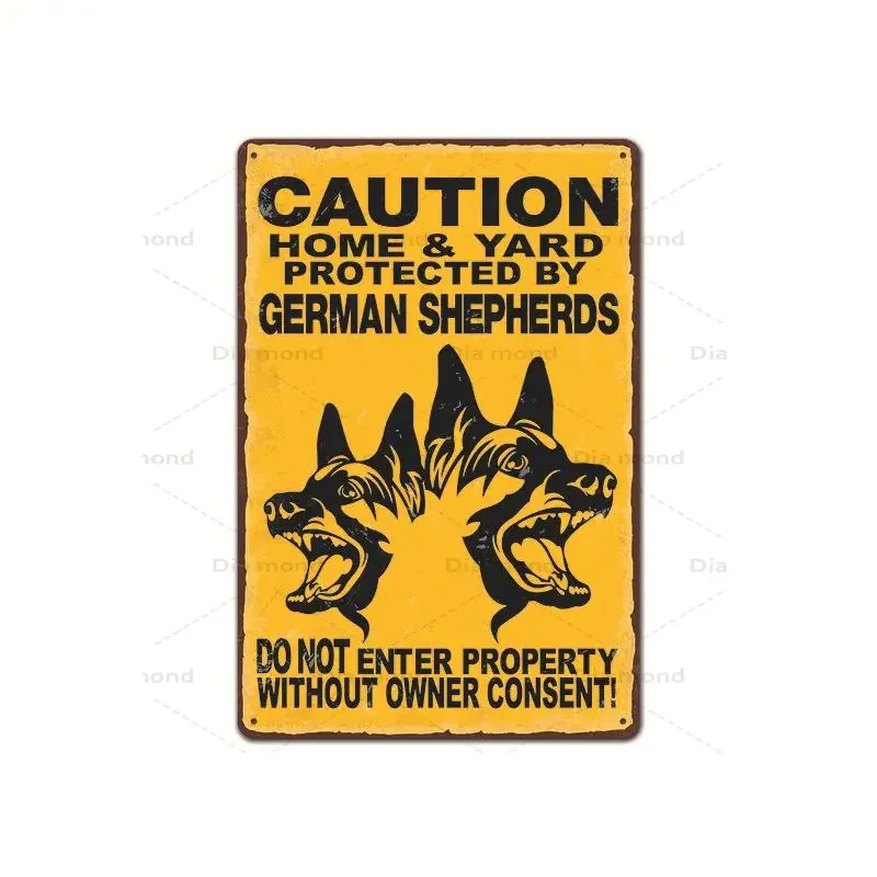 Vintage Warning Beware of Dog Tin Sign Metal Bulldog Caution Danger Tip Tin Sign Pet Shop Home Garden Dog House Plaque Decor